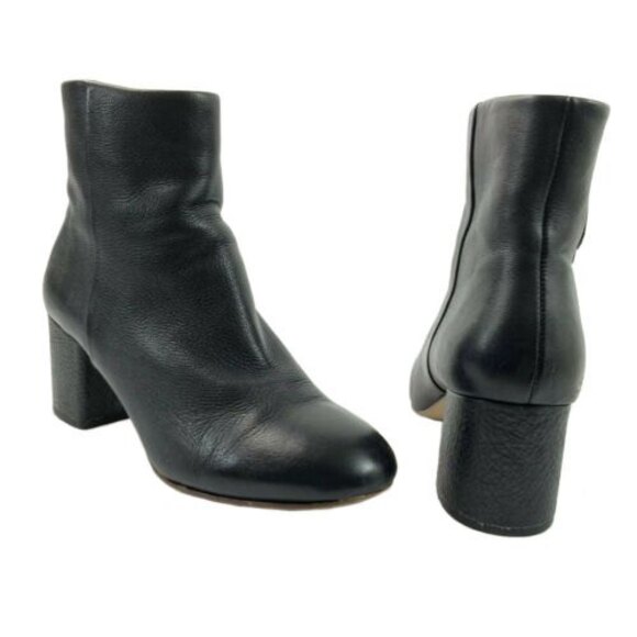 Splendid Pebbled Leather Ankle Block Heel Bootie Black 9.5 - Picture 3 of 11